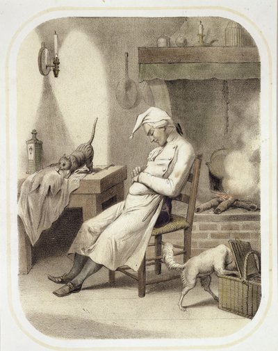 Pereza en la cocina, de una serie de grabados que representan los Siete Pecados Capitales, c.1850 de Louis Leopold Boilly